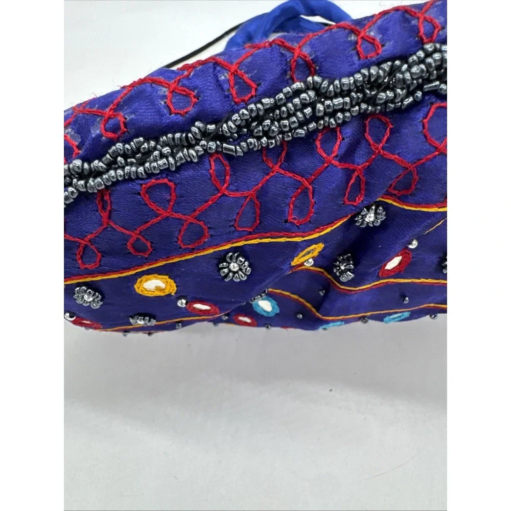 Handmade Bohemian Indian Boho Sequined Embroidered Purple Purse Bag